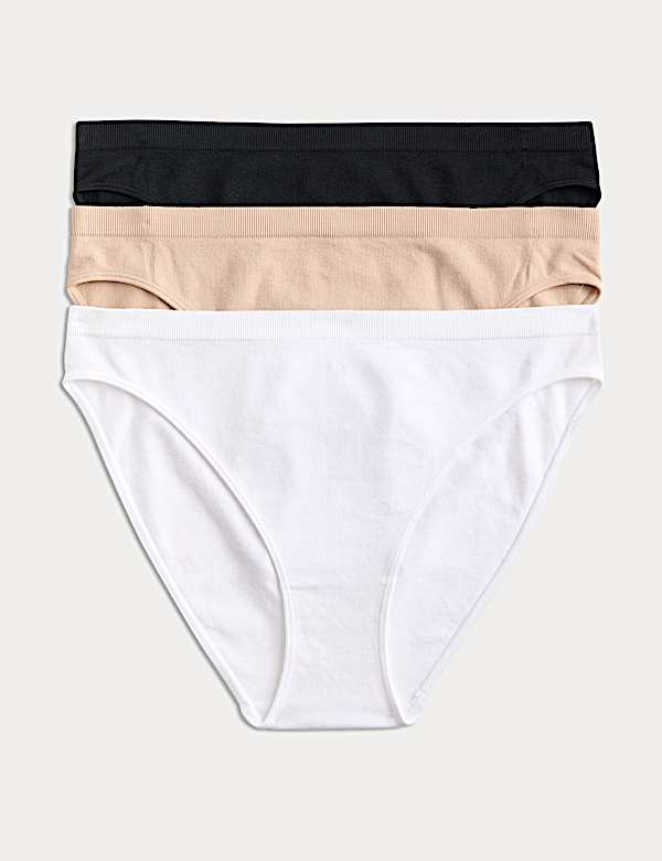 3 Pack Comfort Rib Seamless High Leg Knickers