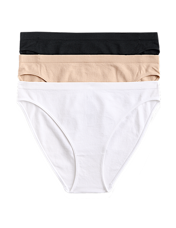 3 Pack Comfort Rib Seamless High Leg Knickers