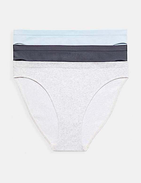 3 Pack Comfort Rib Seamless High Leg Knickers