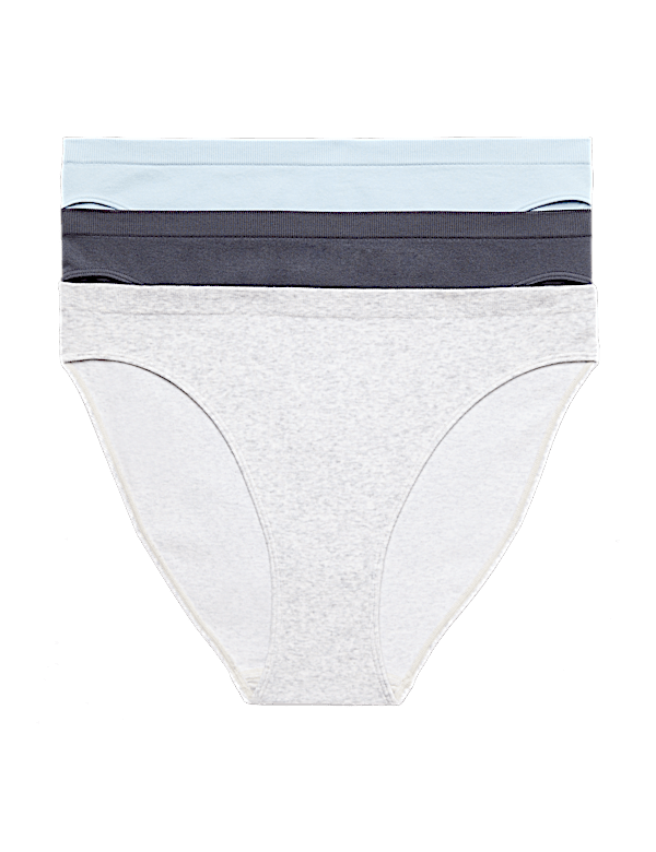3 Pack Comfort Rib Seamless High Leg Knickers