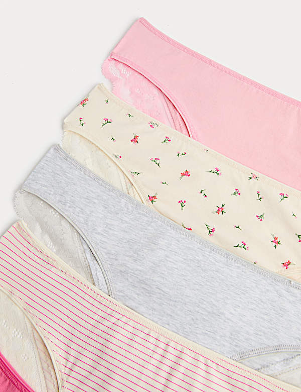 5pk Cotton Rich Printed Brazilian Knickers