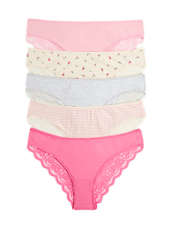 5pk Cotton Rich Printed Brazilian Knickers