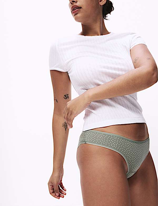 5pk Cotton Rich Printed Brazilian Knickers - GR