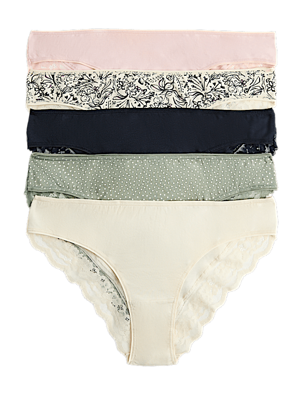 5pk Cotton Rich Printed Brazilian Knickers