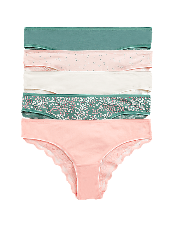 5pk Cotton Rich Printed Brazilian Knickers