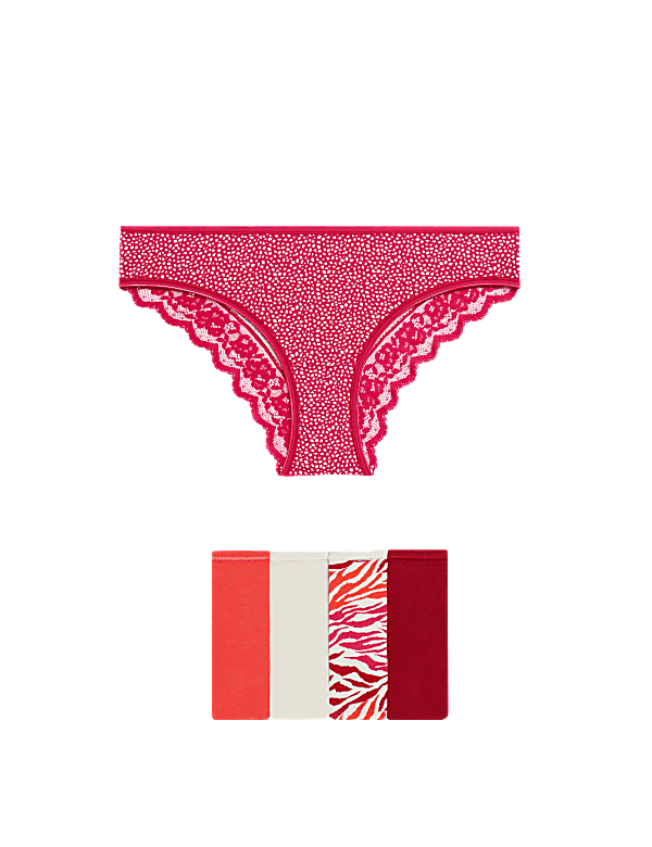 5pk Cotton Rich Printed Brazilian Knickers