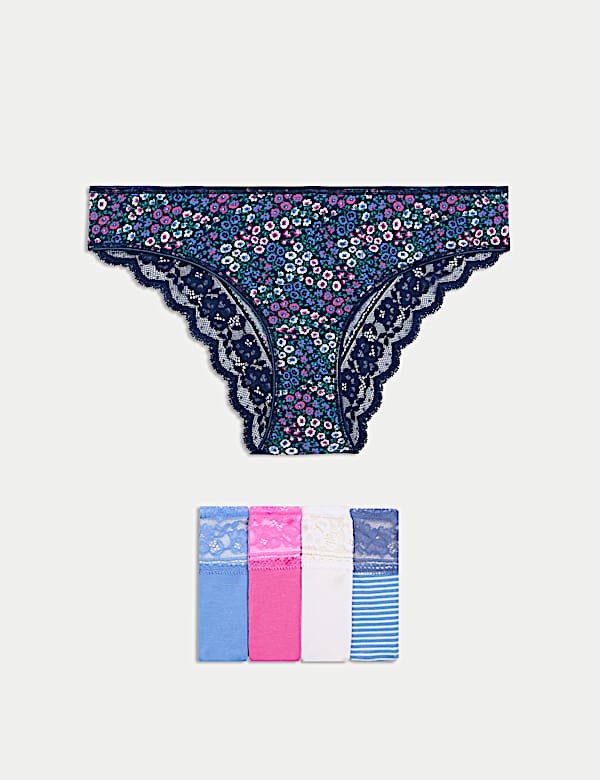 5pk Cotton Rich Printed Brazilian Knickers