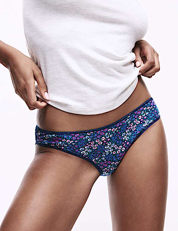 5pk Cotton Rich Printed Brazilian Knickers - GR