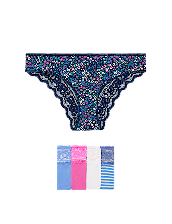 5pk Cotton Rich Printed Brazilian Knickers