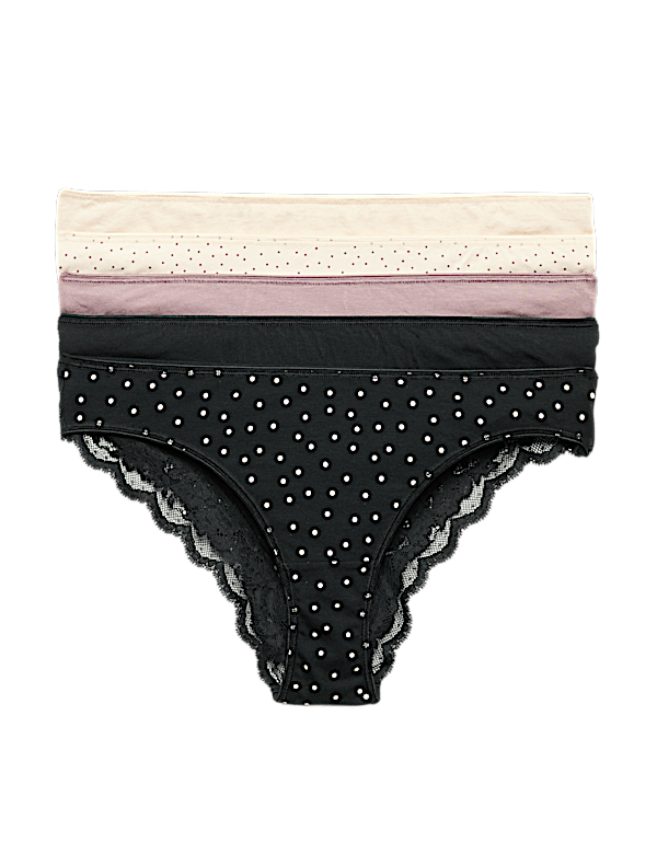 5pk Cotton Rich Printed Brazilian Knickers