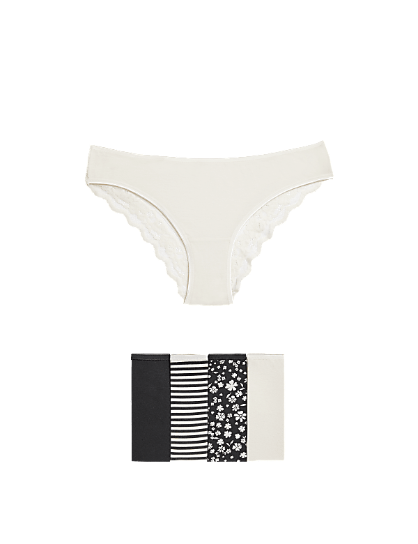 5pk Cotton Rich Printed Brazilian Knickers