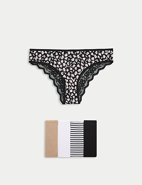 5pk Cotton Rich Printed Brazilian Knickers - US