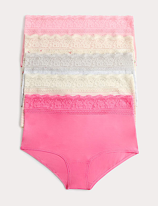 5pk Cotton Rich Printed High Rise Shorts