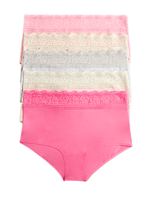 5pk Cotton Rich Printed High Rise Shorts