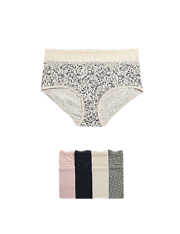 5pk Cotton Rich Printed High Rise Shorts