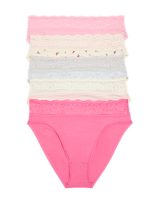 5pk Cotton Rich Printed High Leg Knickers