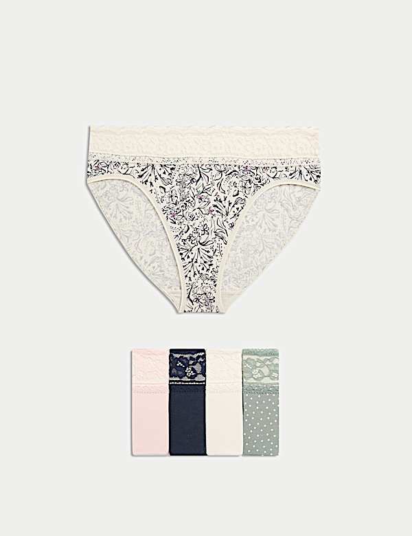 5pk Cotton Rich Printed High Leg Knickers