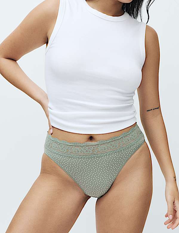 5pk Cotton Rich Printed High Leg Knickers - CZ