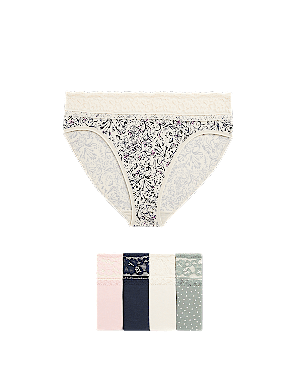 5pk Cotton Rich Printed High Leg Knickers