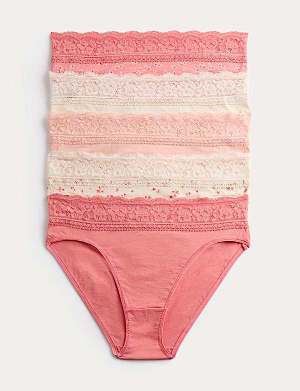 5pk Cotton Rich Printed High Leg Knickers