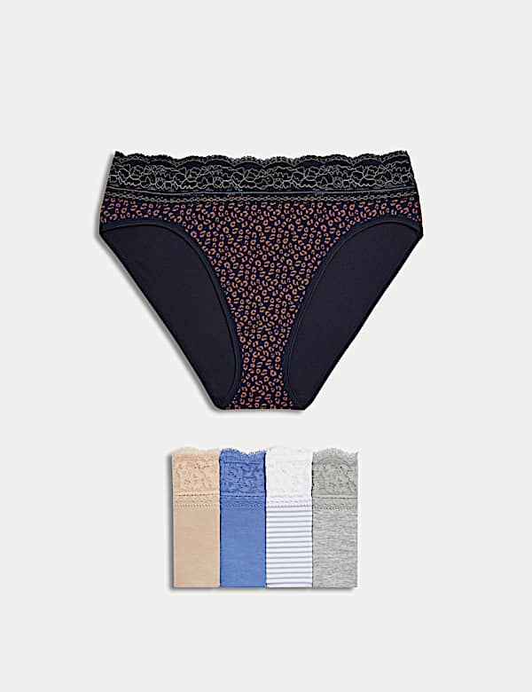 5pk Cotton Rich Printed High Leg Knickers - AU