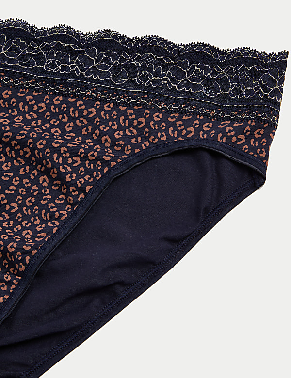 5pk Cotton Rich Printed High Leg Knickers