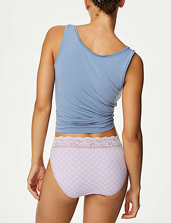 5pk Cotton Rich Printed High Leg Knickers