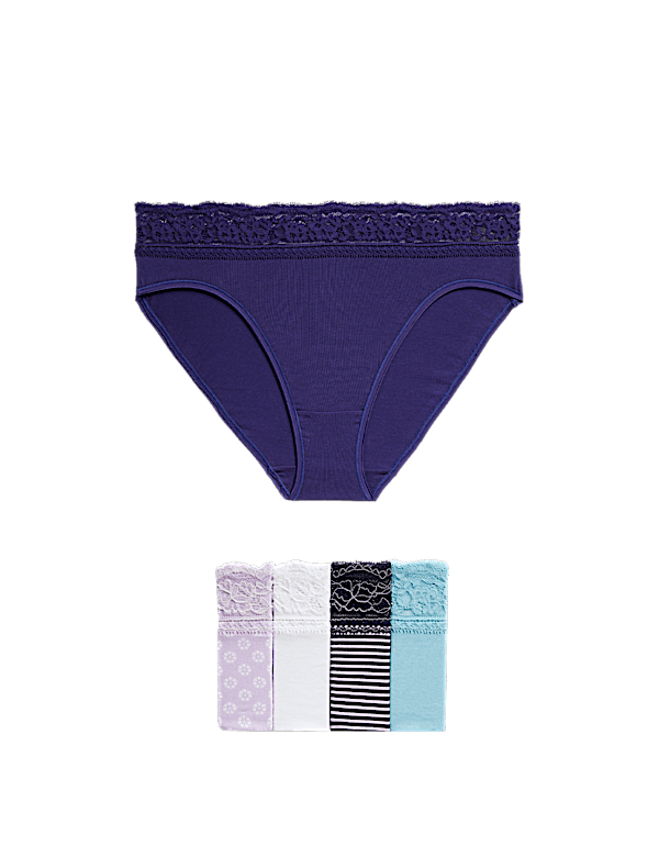 5pk Cotton Rich Printed High Leg Knickers