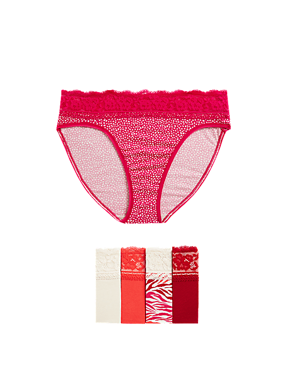 5pk Cotton Rich Printed High Leg Knickers