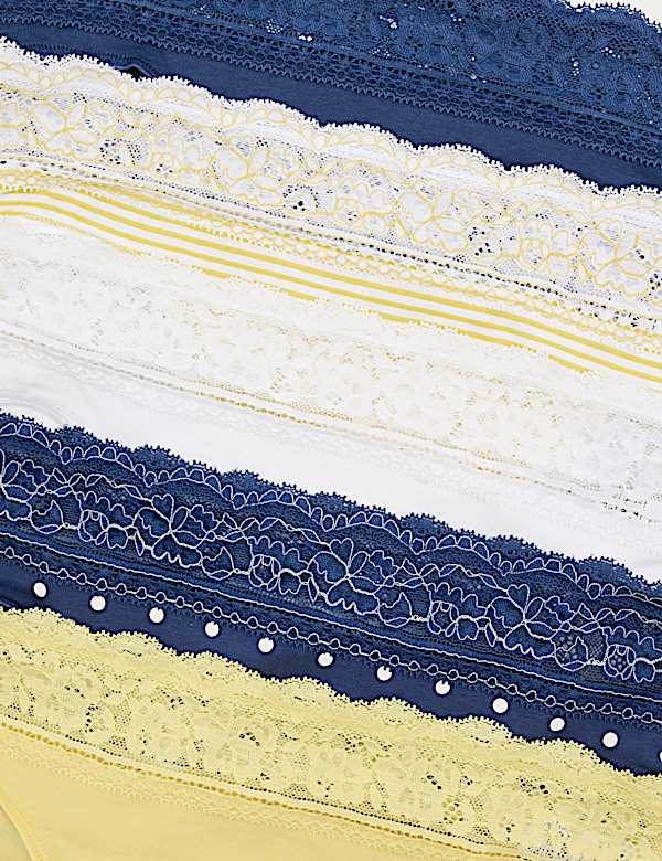 5pk Cotton Rich Printed High Leg Knickers