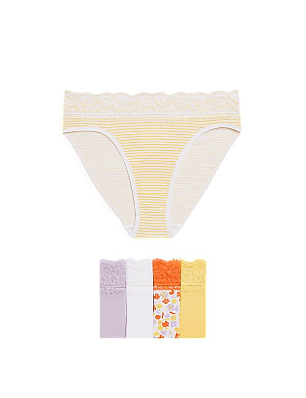 5pk Cotton Rich Printed High Leg Knickers