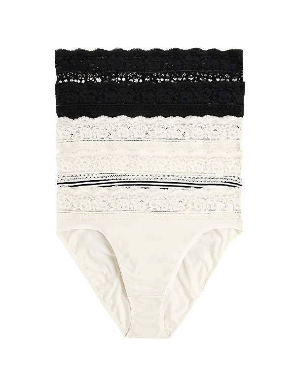 5pk Cotton Rich Printed High Leg Knickers