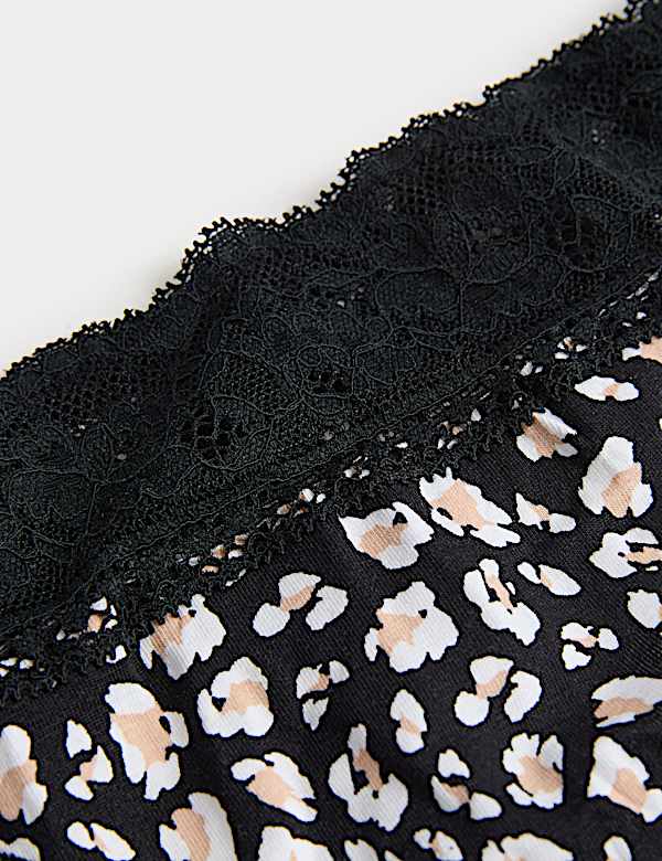 5pk Cotton Rich Printed High Leg Knickers