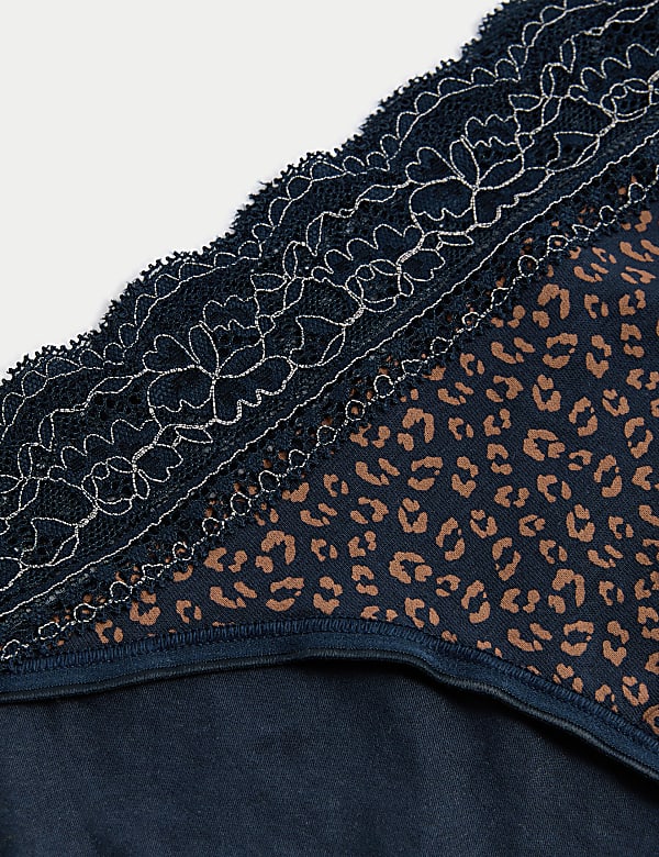 5pk Cotton Blend Printed Bikini Knickers