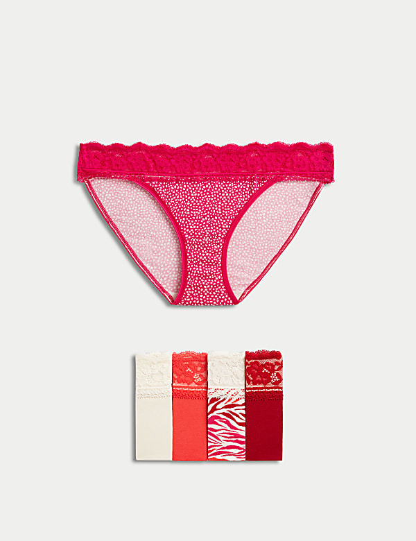 5pk Cotton Blend Printed Bikini Knickers
