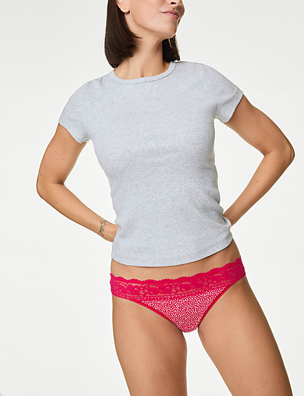 5pk Cotton Blend Printed Bikini Knickers