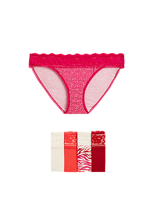 5pk Cotton Blend Printed Bikini Knickers
