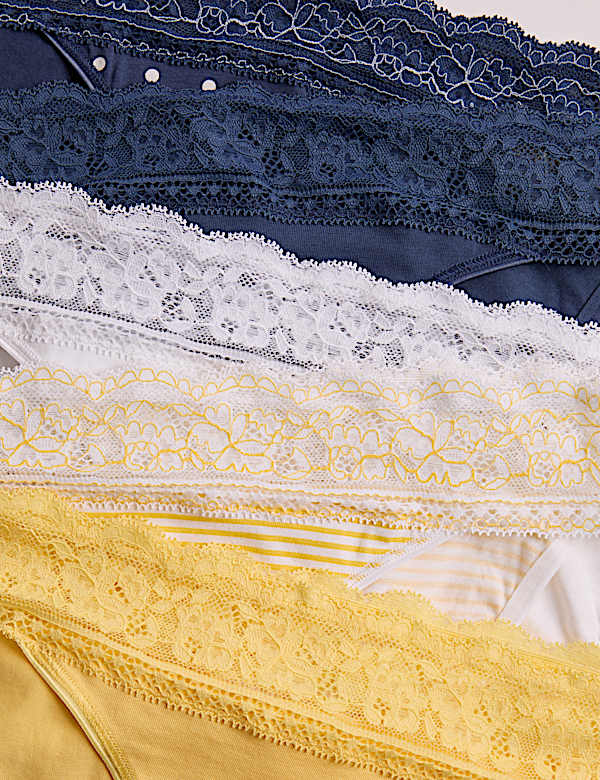 5pk Cotton Blend Printed Bikini Knickers