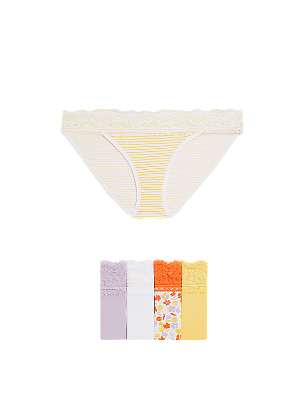 5pk Cotton Blend Printed Bikini Knickers