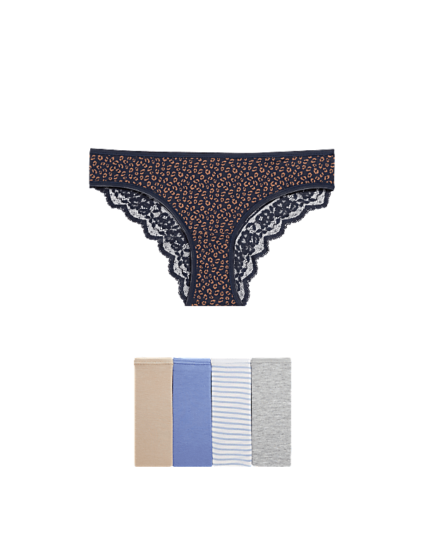 5pk Cotton Rich Low Rise Brazilian Knickers