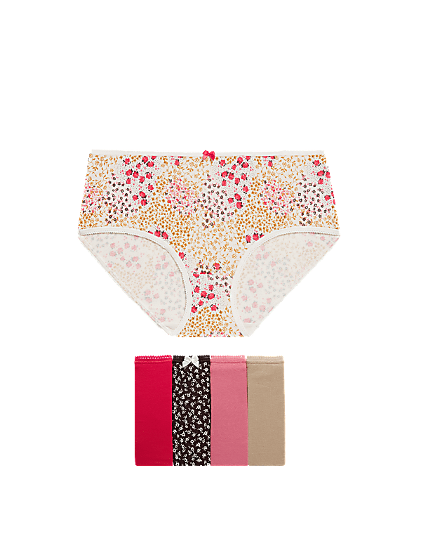 5pk Cotton Lycra™ Printed High Rise Shorts