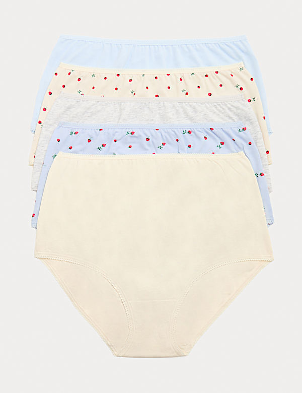 5pk Cotton Lycra&trade; Printed Full Briefs