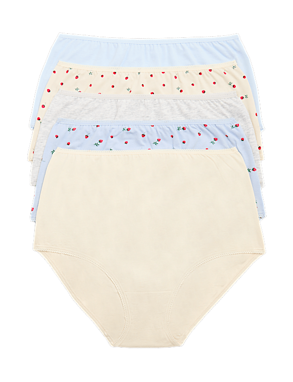 5pk Cotton Lycra&trade; Printed Full Briefs