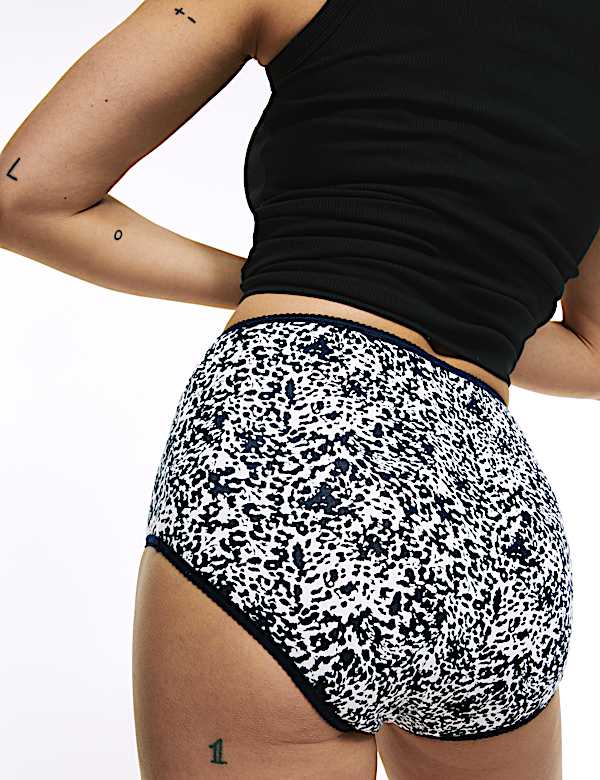 5pk Cotton Lycra&trade; Printed Full Briefs - HR