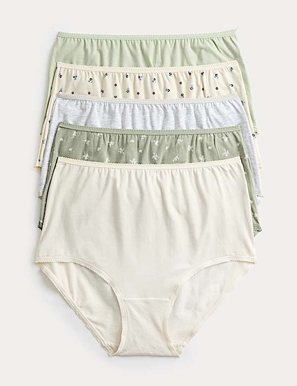 5pk Cotton Lycra&trade; Printed Full Briefs