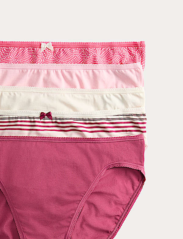 5pk Cotton Lycra™ High Leg Knickers