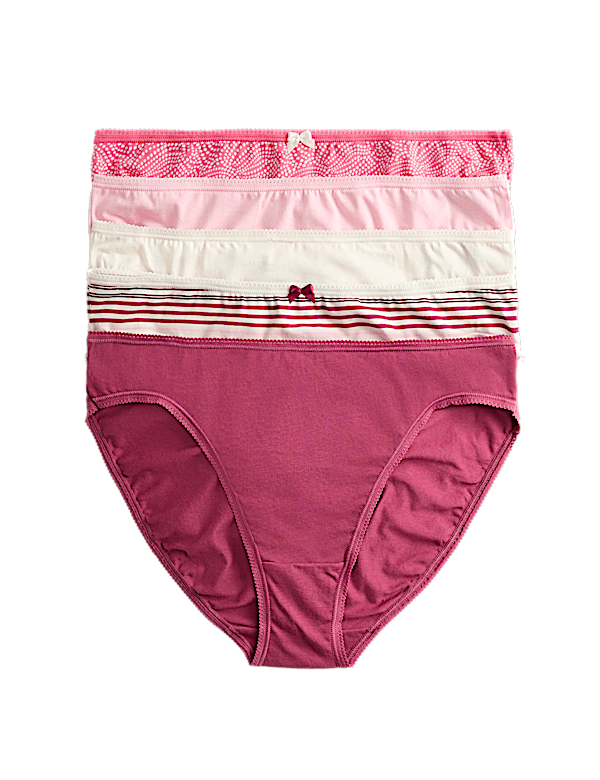 5pk Cotton Lycra™ High Leg Knickers