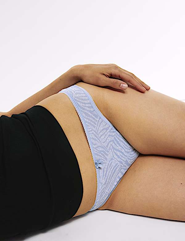 5pk Cotton Lycra™ High Leg Knickers