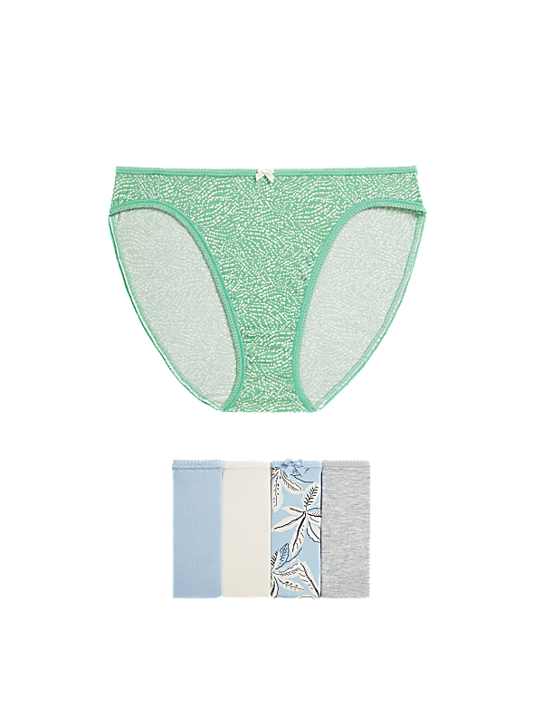 5pk Cotton Lycra™ High Leg Knickers