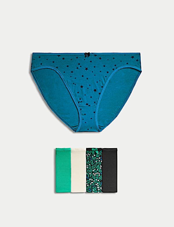 5pk Cotton Lycra&trade; High Leg Knickers